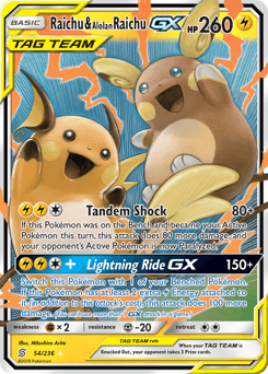 Raichu & Alolan Raichu-GX #54
